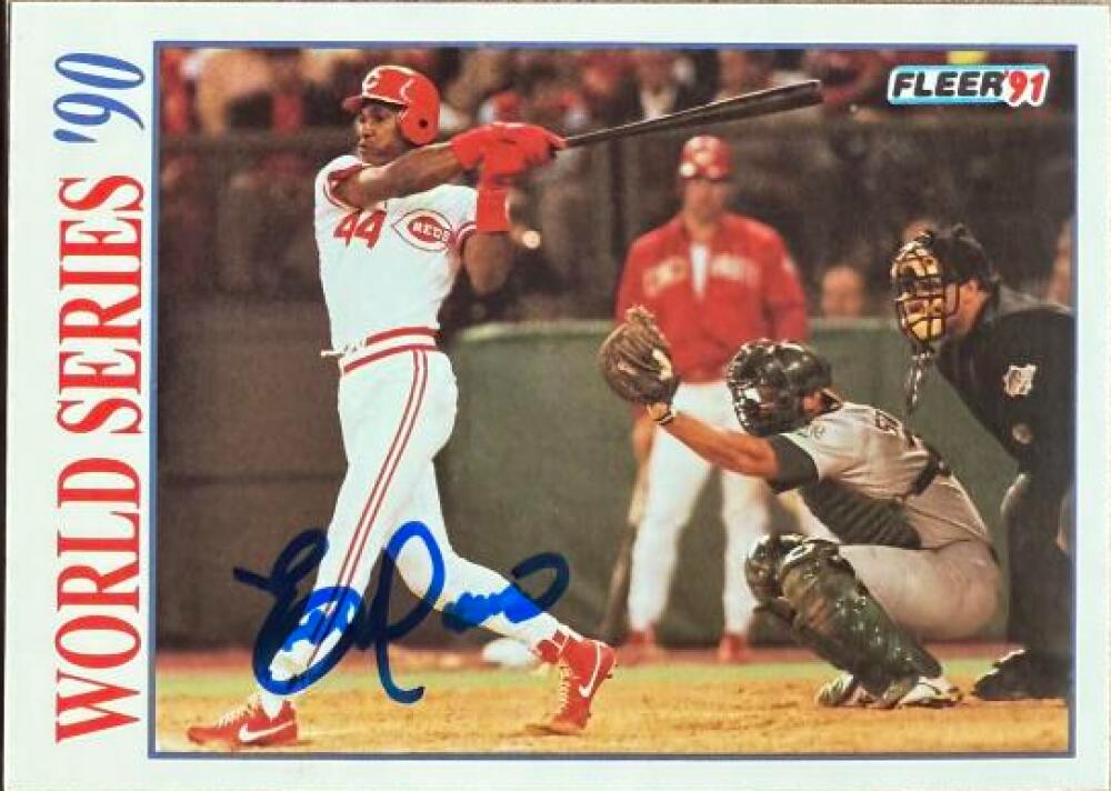 Eric Davis Signed 1991 Fleer World Series Baseball Card - Cincinnati Reds #1