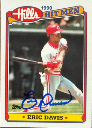 Eric Davis Signed 1990 Topps Hills Hit Men Baseball Card - Cincinnati Reds #1