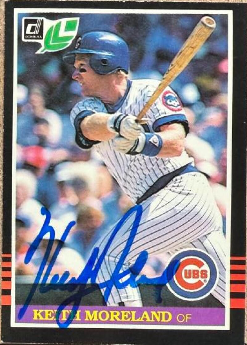 Keith Moreland Signed 1985 Leaf Baseball Card - Chicago Cubs #197
