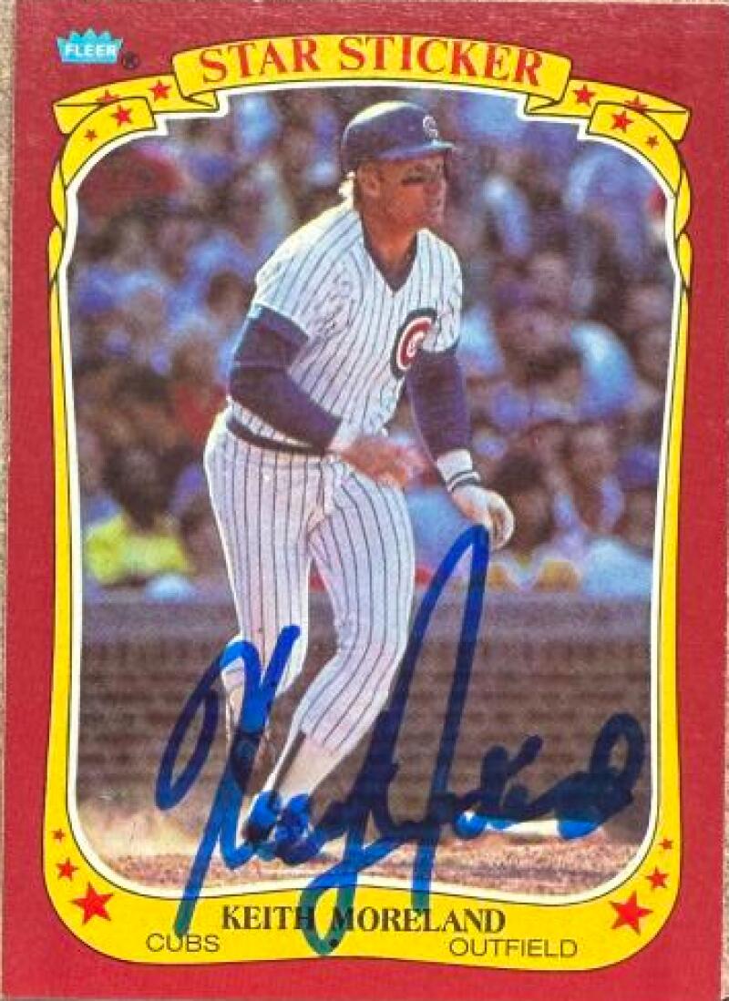 Keith Moreland Signed 1986 Fleer Star Stickers Baseball Card - Chicago Cubs #78