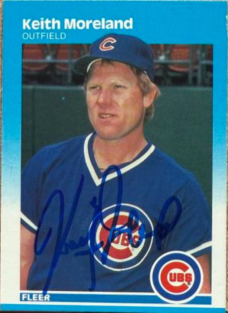 Keith Moreland Signed 1987 Fleer Baseball Card - Chicago Cubs #569