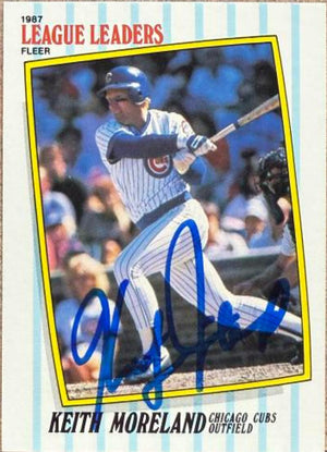 Keith Moreland Signed 1987 Fleer League Leaders Baseball Card - Chicago Cubs #31