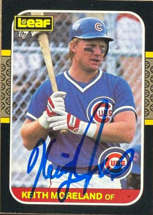 Keith Moreland Signed 1987 Leaf Baseball Card - Chicago Cubs #77