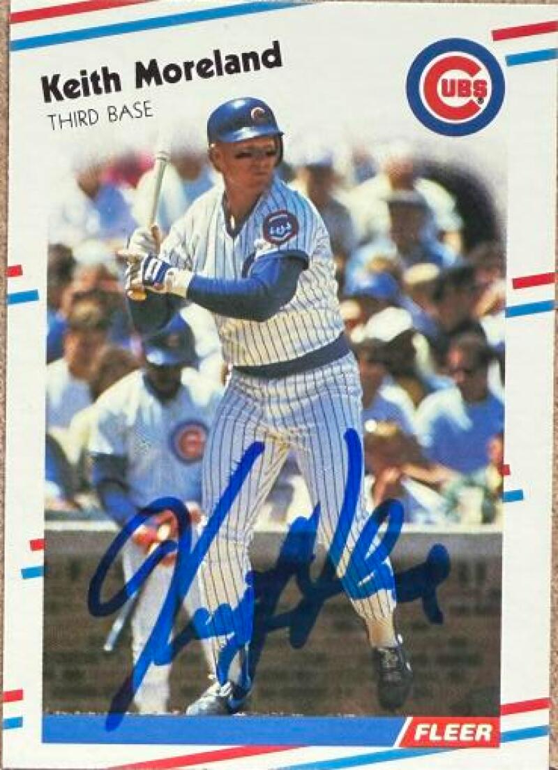 Keith Moreland Signed 1988 Fleer Baseball Card - Chicago Cubs #425