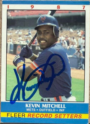 Kevin Mitchell Signed 1987 Fleer Record Setters Baseball Card - New York Mets #21