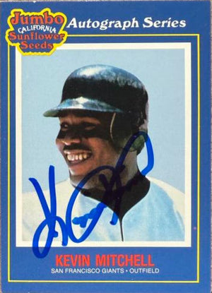 Kevin Mitchell Signed 1990 Jumbo California Sunflower Seeds Baseball Card - San Francisco Giants #1