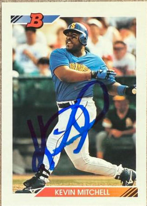 Kevin Mitchell Signed 1992 Bowman Baseball Card - Seattle Mariners #276