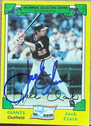 Jack Clark Signed 1982 Topps Drake's Big Hitters Baseball Card - San Francisco Giants