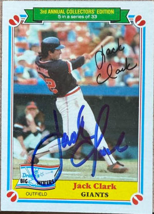 Jack Clark Signed 1983 Topps Drake's Big Hitters Baseball Card - San Francisco Giants