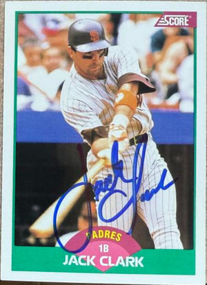Jack Clark Signed 1989 Score Rookie & Traded Baseball Card - San Diego Padres