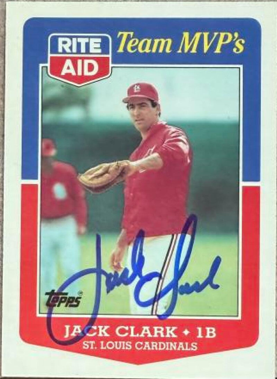 Jack Clark Signed 1988 Topps Rite-Aid Team MVPs Baseball Card - St Louis Cardinals