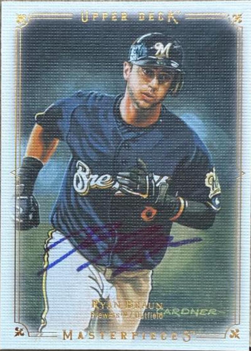 Ryan Braun Signed 2008 Upper Deck Masterpieces Baseball Card - Milwaukee Brewers #48