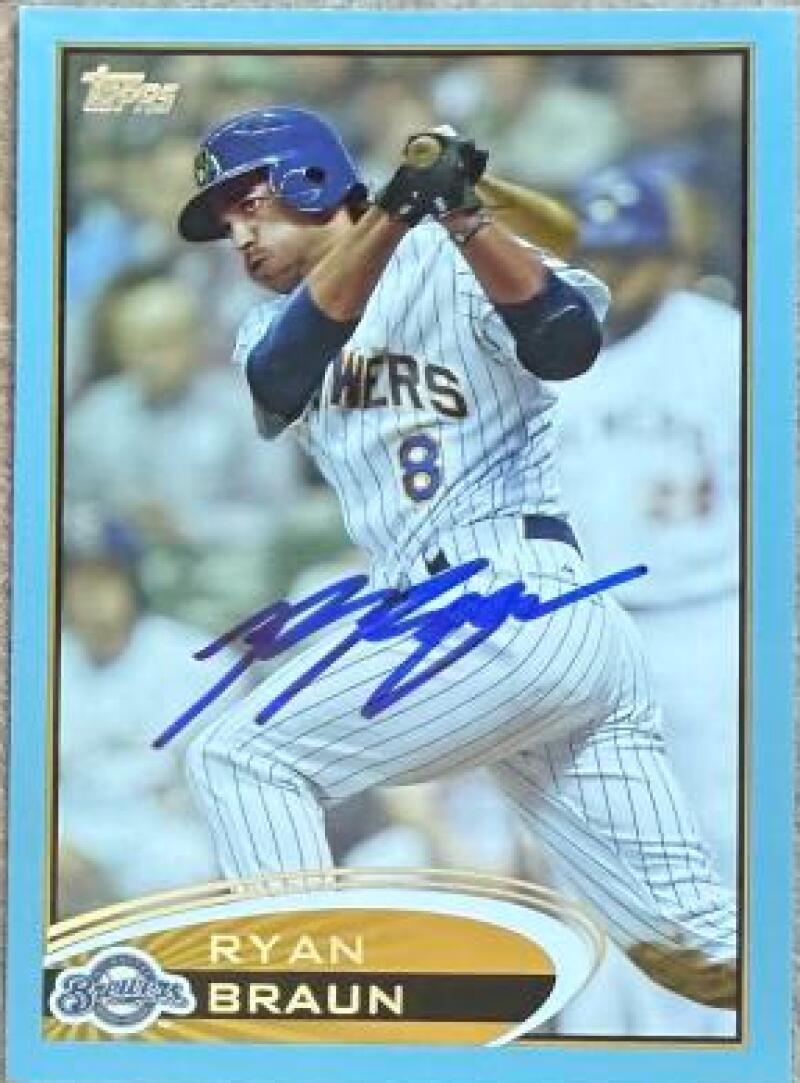 Ryan Braun Signed 2012 Topps Blue Baseball Card - Milwaukee Brewers #1