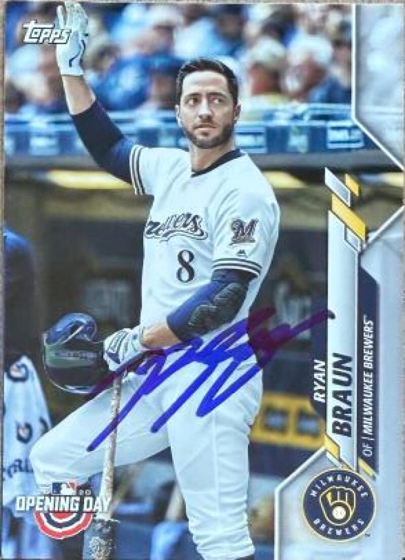 Ryan Braun Signed 2020 Topps Opening Day Baseball Card - Milwaukee Brewers #347