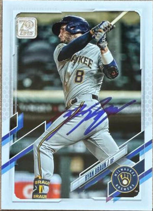 Ryan Braun Signed 2021 Topps Baseball Card - Milwaukee Brewers #497