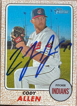 Cody Allen Signed 2017 Topps Heritage Baseball Card - Cleveland Indians