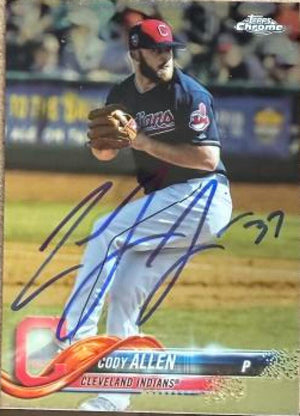 Cody Allen Signed 2018 Topps Chrome Baseball Card - Cleveland Indians