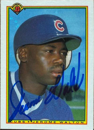Jerome Walton Signed 1990 Bowman Baseball Card - Chicago Cubs #35