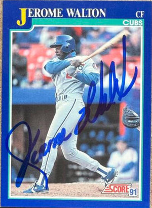 Jerome Walton Signed 1991 Score Baseball Card - Chicago Cubs #13