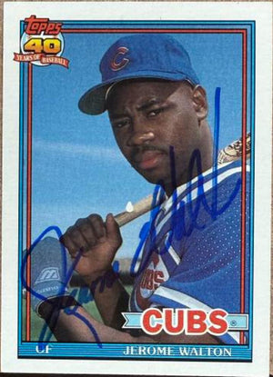 Jerome Walton Signed 1991 Topps Baseball Card - Chicago Cubs #135