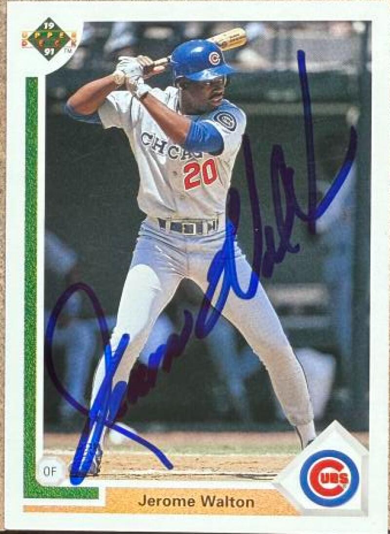Jerome Walton Signed 1991 Upper Deck Baseball Card - Chicago Cubs #332