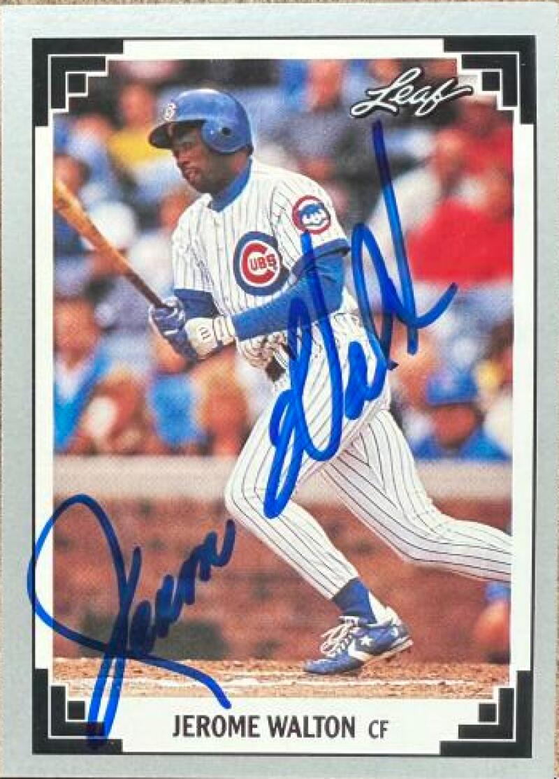 Jerome Walton Signed 1991 Leaf Baseball Card - Chicago Cubs #39