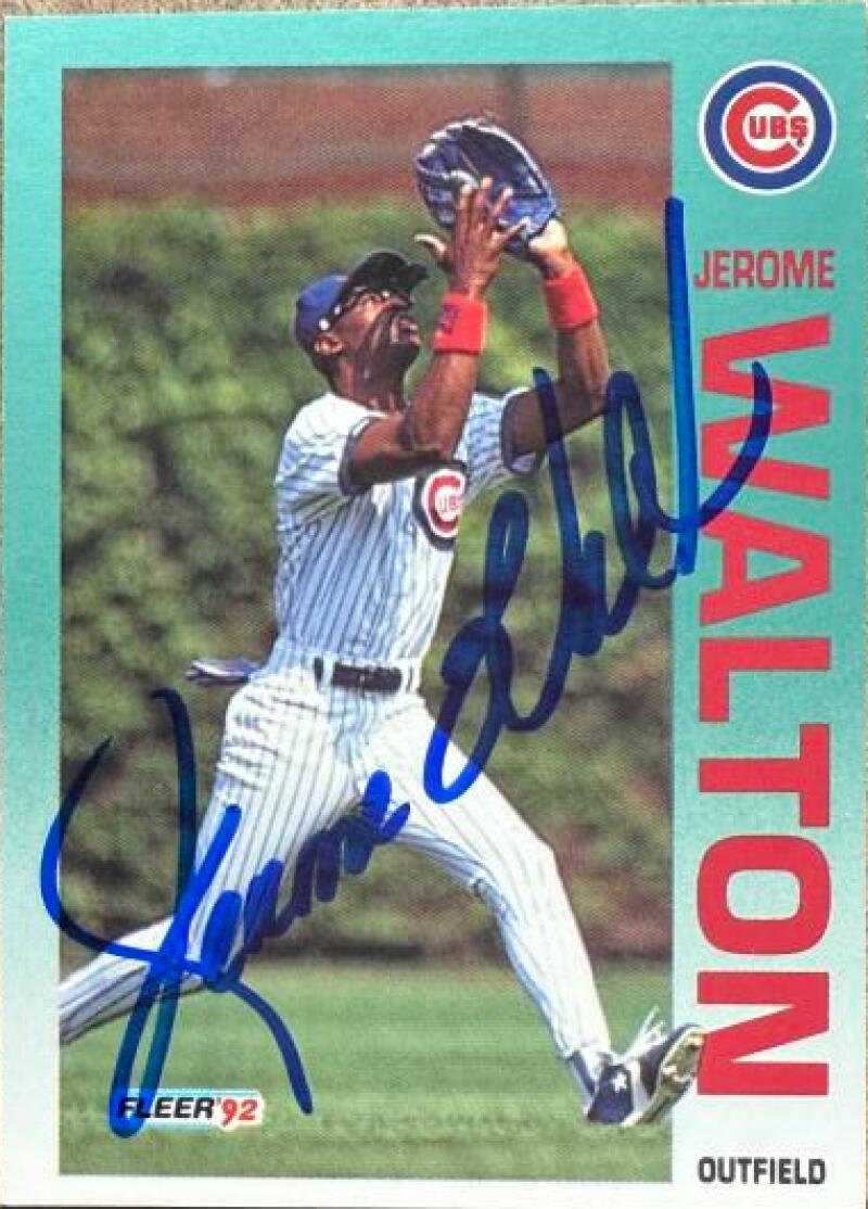 Jerome Walton Signed 1992 Fleer Baseball Card - Chicago Cubs #396