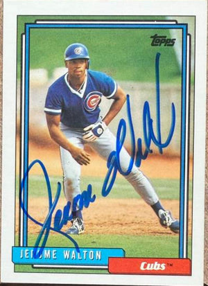 Jerome Walton Signed 1992 Topps Baseball Card - Chicago Cubs #543