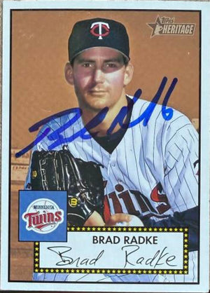 Brad Radke Signed 2001 Topps Heritage Baseball Card - Minnesota Twins (Red Back)