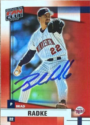 Brad Radke Signed 2002 Donruss Fan Club Baseball Card - Minnesota Twins