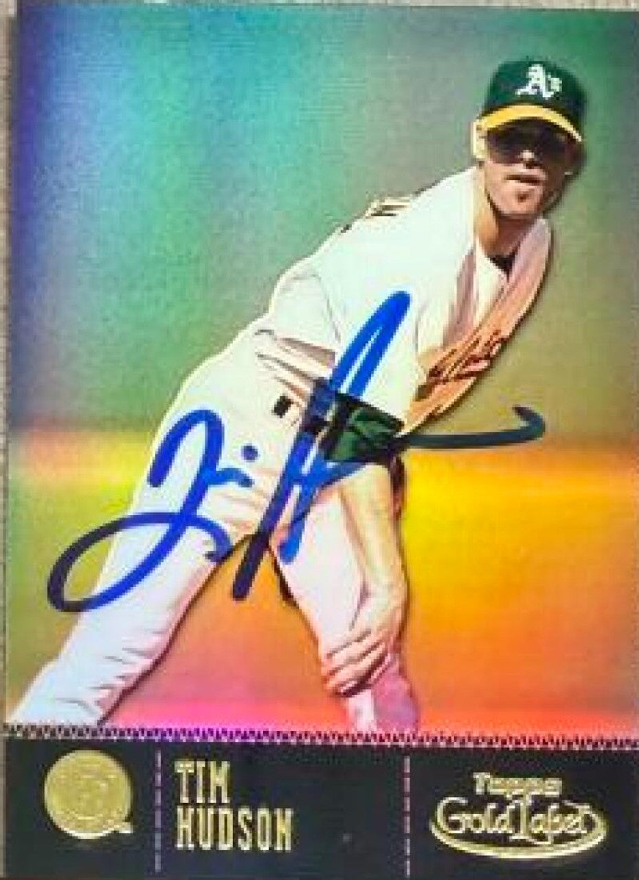 Tim Hudson Signed 2001 Topps Gold Label Baseball Card - Oakland A's