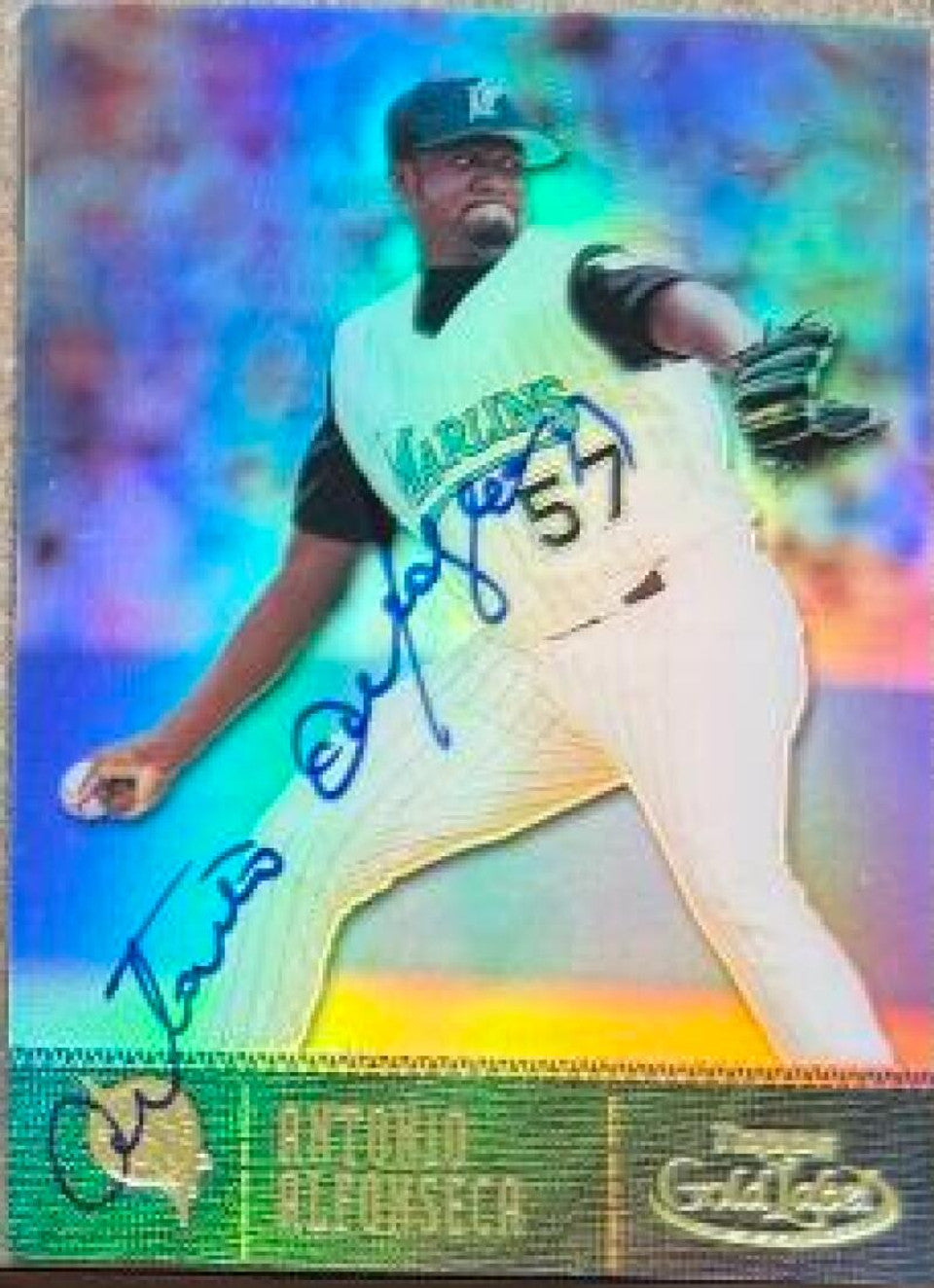 Antonio Alfonseca Signed 2001 Topps Gold Label Baseball Card - Florida Marlins
