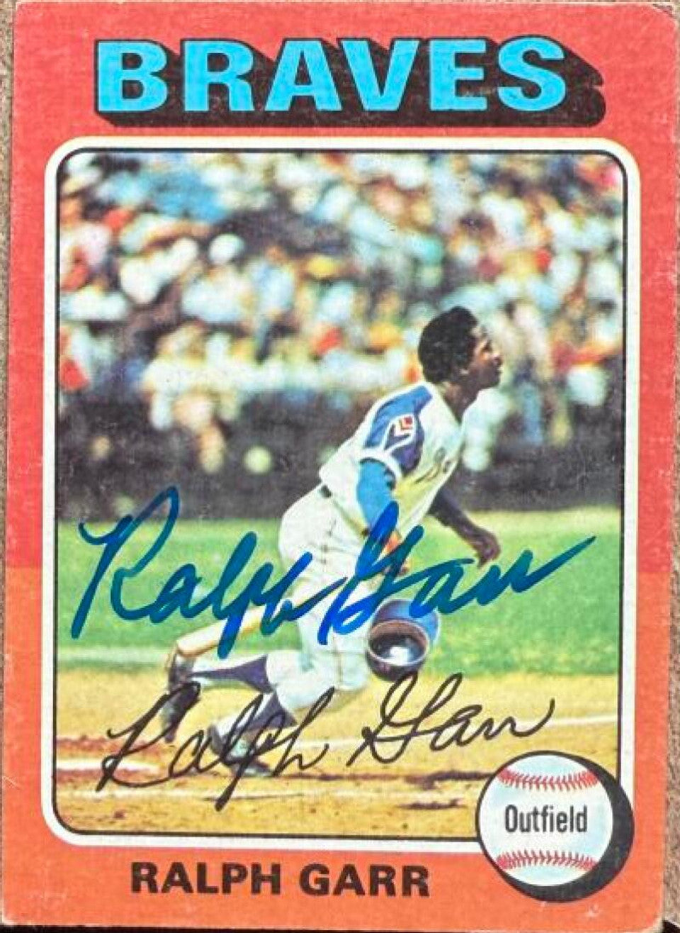 Ralph Garr Signed 1975 Topps Mini Baseball Card - Atlanta Braves #550