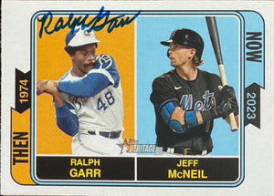 Ralph Garr Signed 2023 Topps Heritage Then & Now Baseball Card - Atlanta Braves