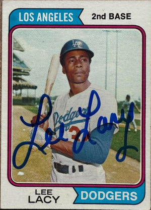 Lee Lacy Signed 1974 Topps Baseball Card - Los Angeles Dodgers