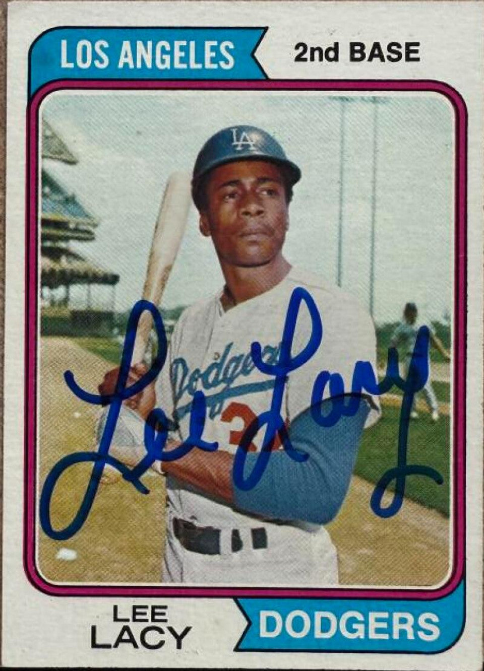 Lee Lacy Signed 1974 Topps Baseball Card - Los Angeles Dodgers