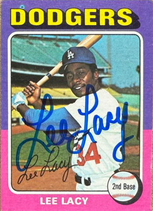 Lee Lacy Signed 1975 Topps Mini Baseball Card - Los Angeles Dodgers