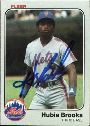 Hubie Brooks Signed 1983 Fleer Baseball Card - New York Mets