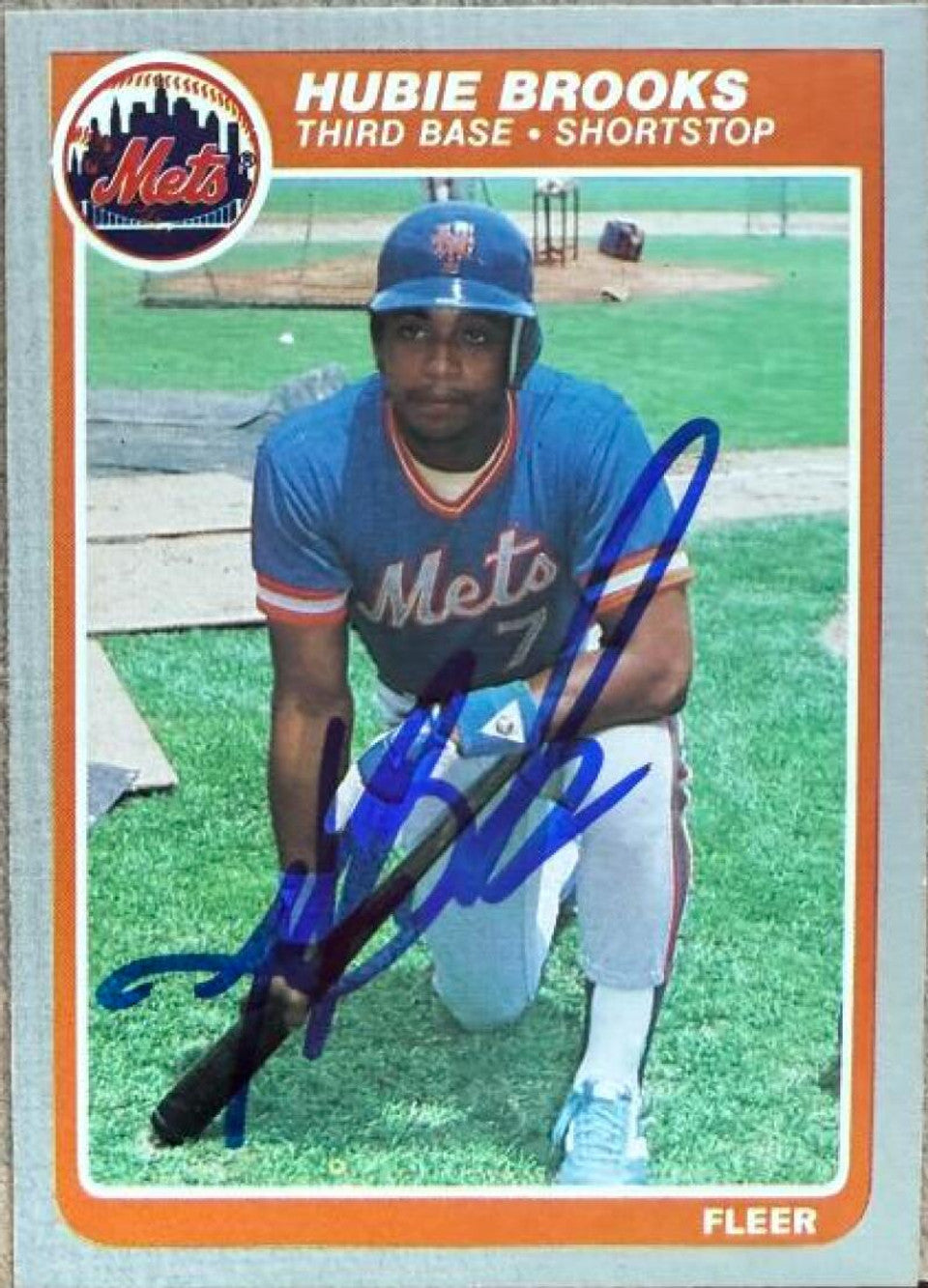 Hubie Brooks Signed 1985 Fleer Baseball Card - New York Mets