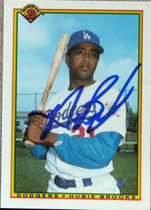 Hubie Brooks Signed 1990 Bowman TIFFANY Baseball Card - Los Angeles Dodgers