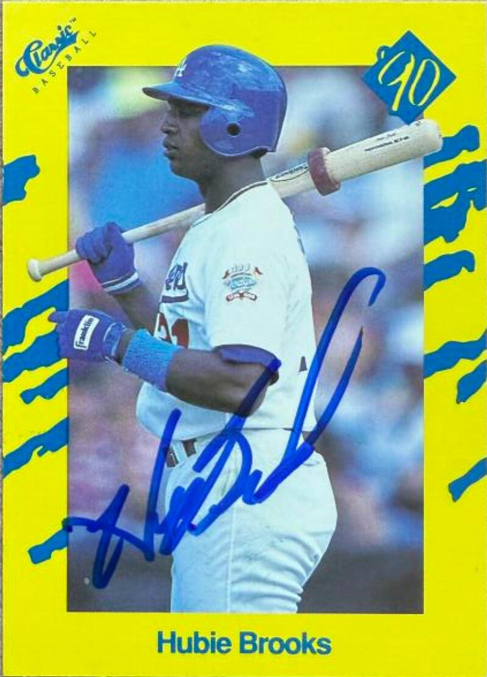 ハビィ・ブルックス直筆サイン入り 1990年版 クラシックイエローベースボールカード - ロサンゼルス・ドジャース