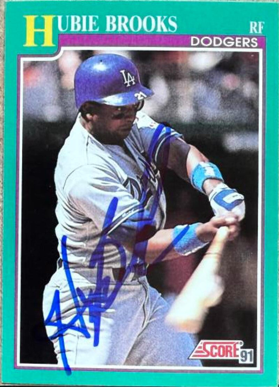 Hubie Brooks Signed 1991 Score Baseball Card - Los Angeles Dodgers