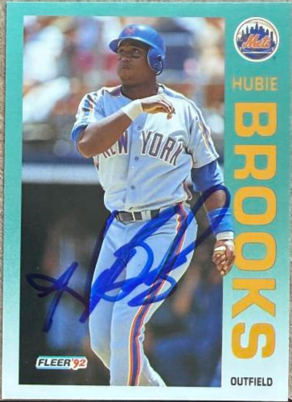 Hubie Brooks Signed 1992 Fleer Baseball Card - New York Mets