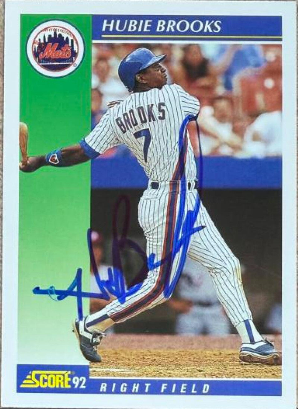 Hubie Brooks Signed 1992 Score Baseball Card - New York Mets