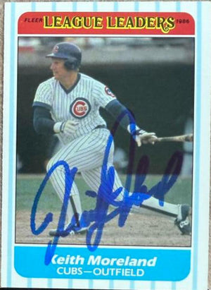 Keith Moreland Signed 1986 Fleer League Leaders Baseball Card - Chicago Cubs