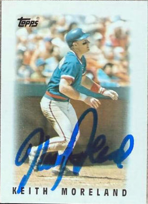 Keith Moreland Signed 1986 Topps Major League Leaders Mini Baseball Card - Chicago Cubs