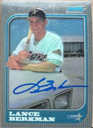Lance Berkman Signed 1997 Bowman Chrome Baseball Card - Houston Astros #298 RC