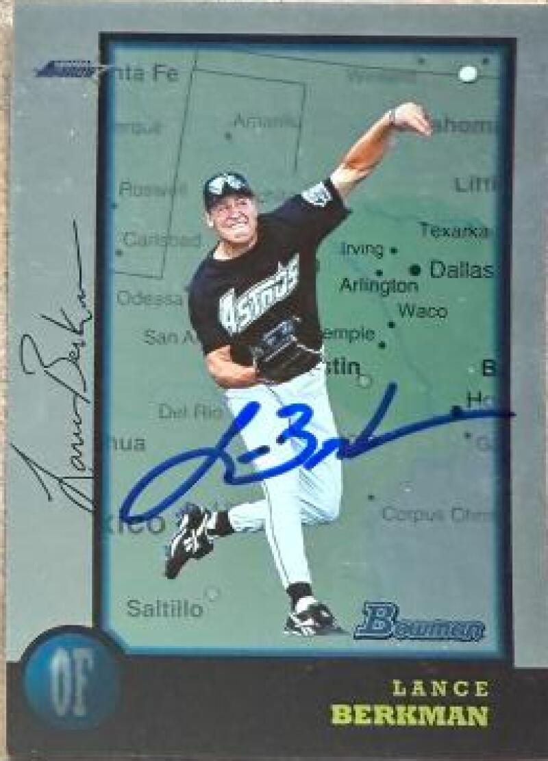 Lance Berkman Signed 1998 Bowman - International Baseball Card - Houston Astros #194
