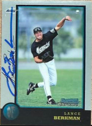 Lance Berkman Signed 1998 Bowman Chrome Baseball Card - Houston Astros #194