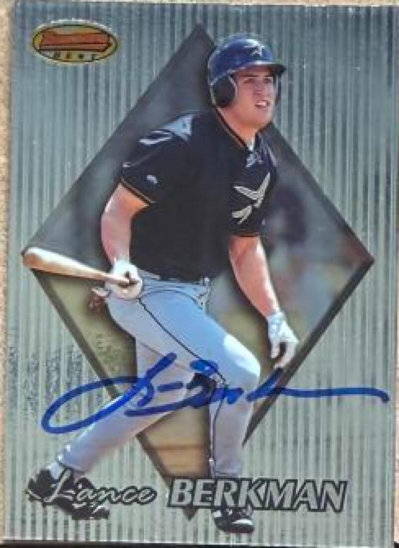 Lance Berkman Signed 1999 Bowman's Best Baseball Card - Houston Astros #140
